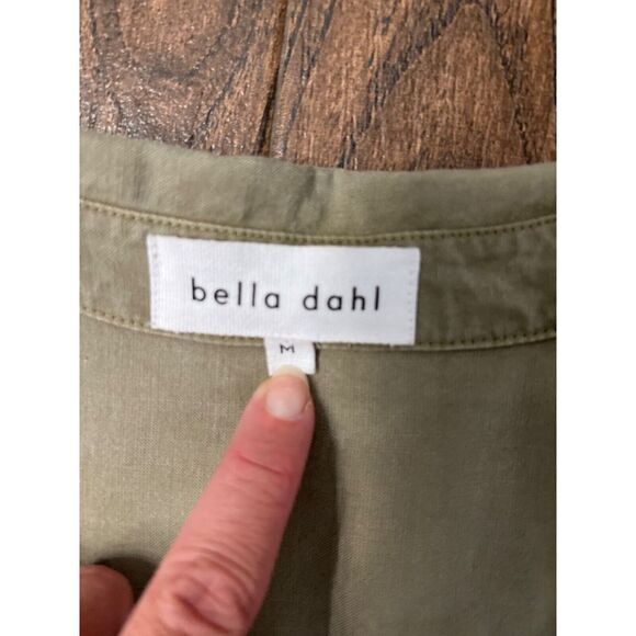 WOMENS BELLA DAHL LIGHT OLINE GREEN SLEEVELESS COLLARED UTILITY ROMPER TENCEL M - Picture 8 of 12